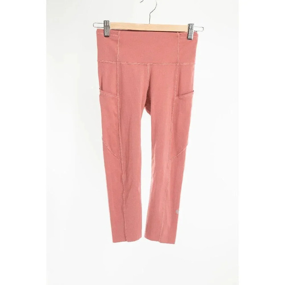 Lululemon Fast and Free Crop II 19" *Non-Reflective Cool Cherry Tint | 4 - Picture 3 of 10